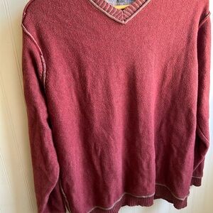 Johnston & Murphy Burgundy V-Neck Sweater Cotton Blend